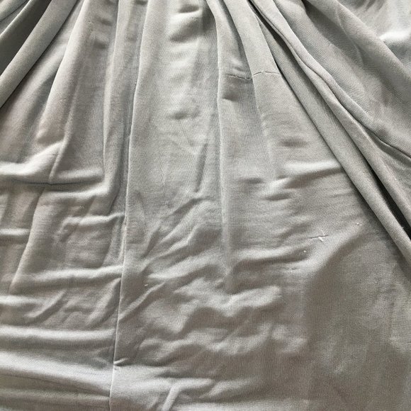 BCBGMAXAZRIA Shiny Stretch Slate Blue Knot Front V Neck Flutter Sleeve Shirt - Picture 9 of 12